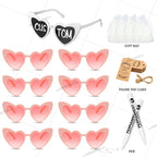 Gafas de corazón personalizables para boda y despedida de soltera con rotuladores DIY, perfectas como regalo para invitados y photocall.