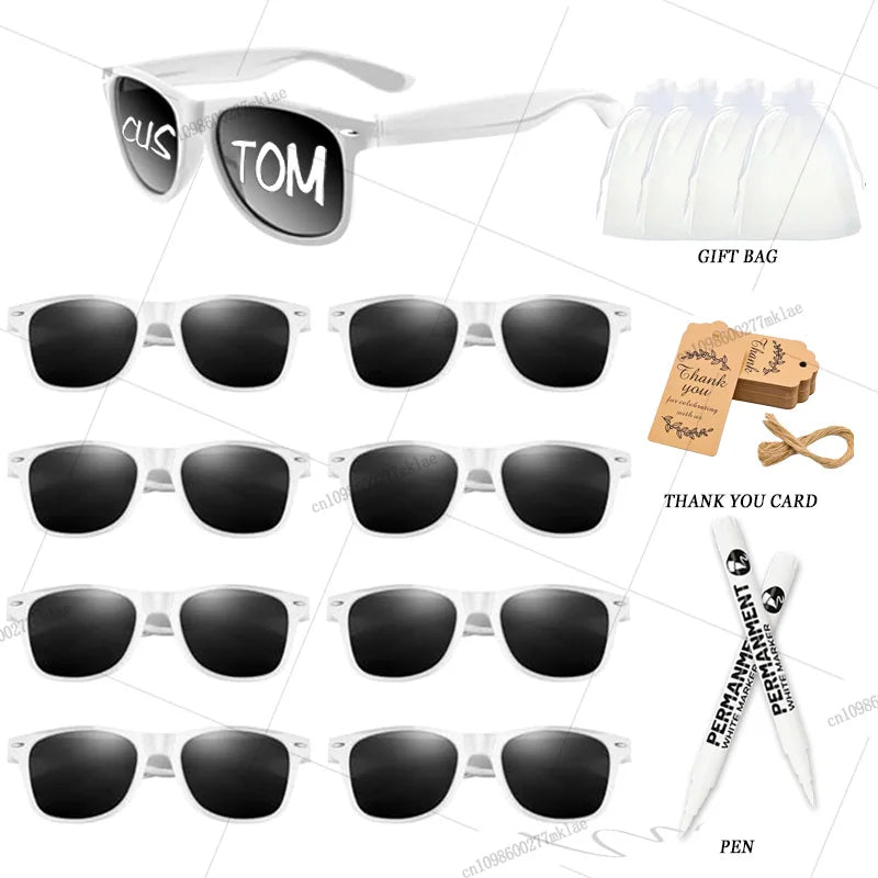 Gafas de corazón personalizables para boda y despedida de soltera con rotuladores DIY, perfectas como regalo para invitados y photocall.