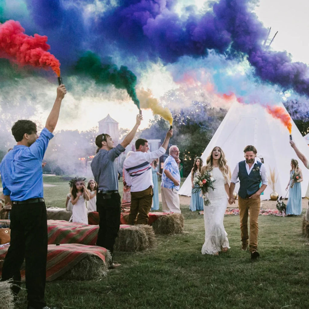 Caja de 5 botes de humo de colores para fotos de boda