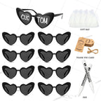 Gafas de corazón personalizables para boda y despedida de soltera con rotuladores DIY, perfectas como regalo para invitados y photocall.