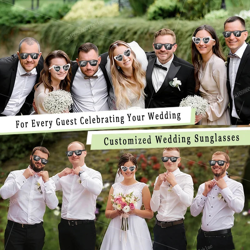 Gafas de corazón personalizables para boda y despedida de soltera con rotuladores DIY, perfectas como regalo para invitados y photocall.