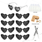Gafas de corazón personalizables para boda y despedida de soltera con rotuladores DIY, perfectas como regalo para invitados y photocall.