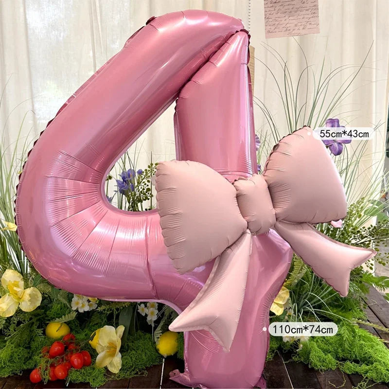 Globo Rosa con Lazo para Cumpleaños y Bodas
