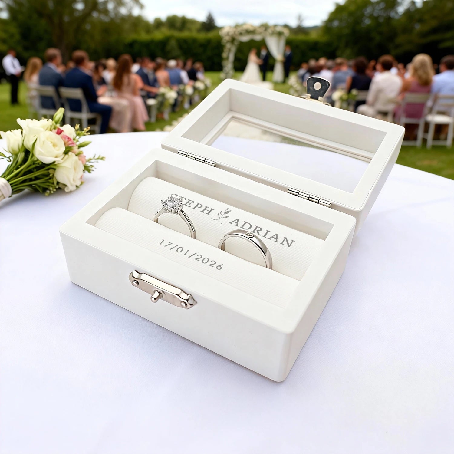 Caja para Anillos de Boda Personalizada
