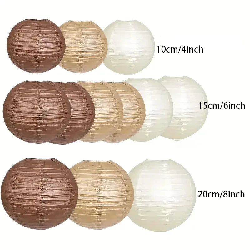 Faroles de Papel Boho Marrón Pack de 12