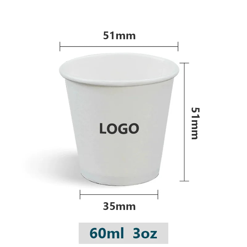 Vasos de papel personalizados con logo para café espresso, degustaciones, eventos corporativos y promociones de marca.