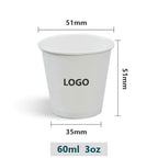 Vasos de papel personalizados con logo para café espresso, degustaciones, eventos corporativos y promociones de marca.