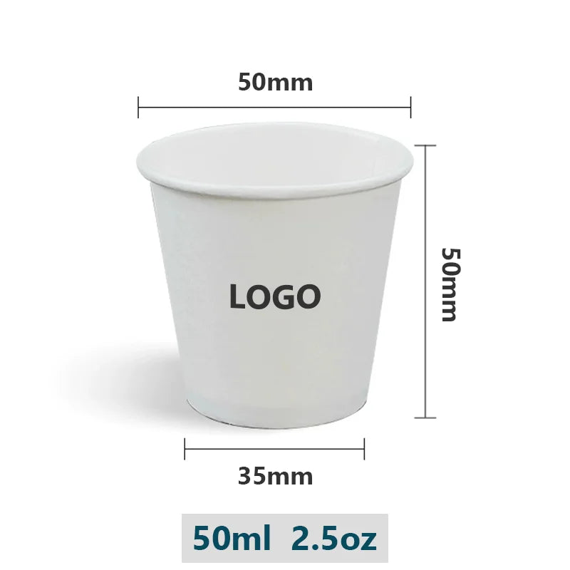 Vasos de papel personalizados con logo para café espresso, degustaciones, eventos corporativos y promociones de marca.