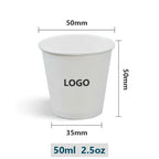 Vasos de papel personalizados con logo para café espresso, degustaciones, eventos corporativos y promociones de marca.