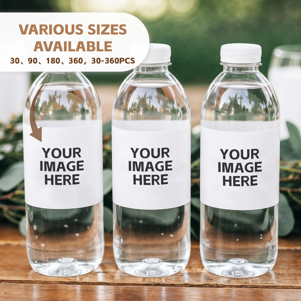 Etiqueta personalizada para botella de agua con foto y nombre, ideal para boda, despedida de soltera, fiesta de bienvenida o celebración especial.