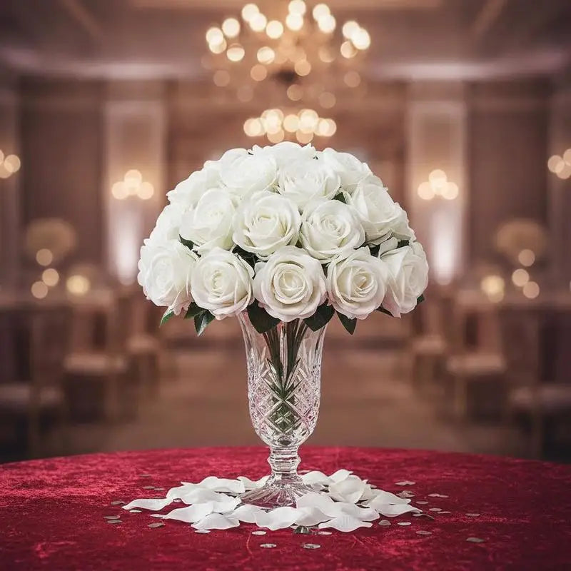 120 Rosas Artificiales Blancas para Decoración