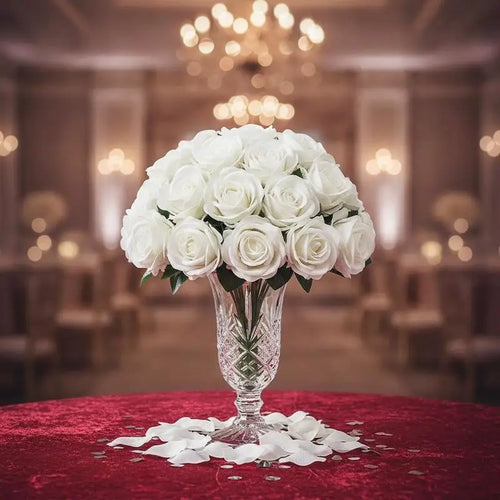 120 rosas artificiales blancas para decoración de boda