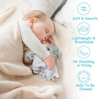 Manta de apego para bebé personalizada con nombre, diseño de elefante y mordedor de silicona, ideal para recién nacidos y niños pequeños.