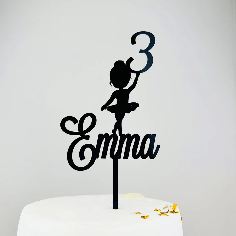 Topper acrílico personalizado para pastel con nombre y edad