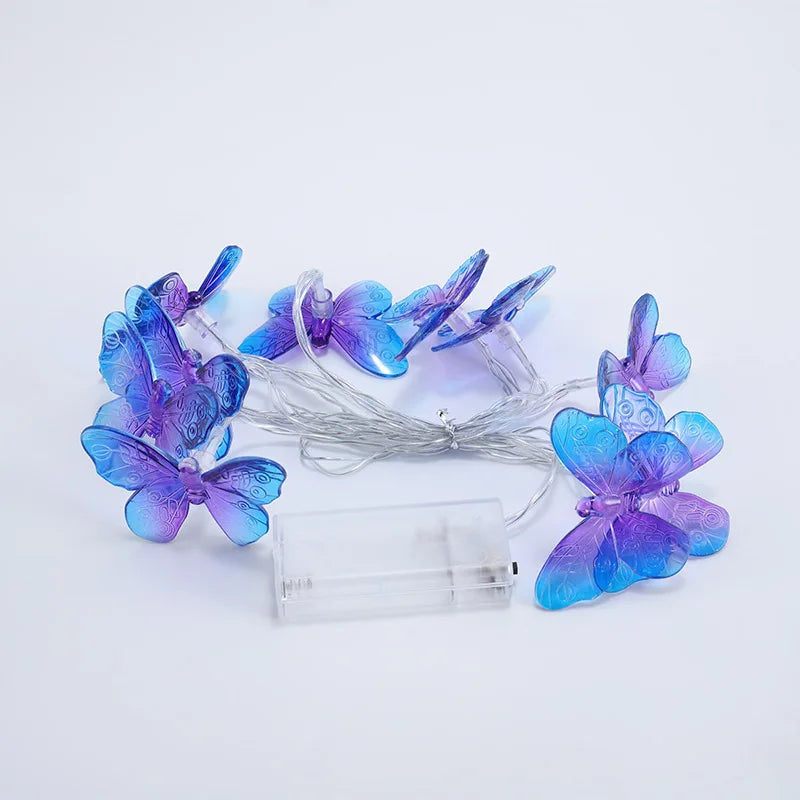 Luces LED mariposa en cadena para decoración de habitación y fiestas, luz cálida blanca, 1.5m/3m/6m, ideal para bodas, cumpleaños y patios.