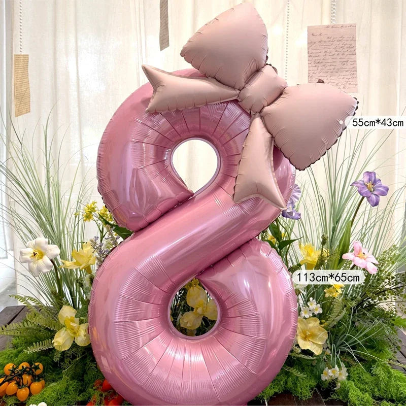 Globo Rosa con Lazo para Cumpleaños y Bodas