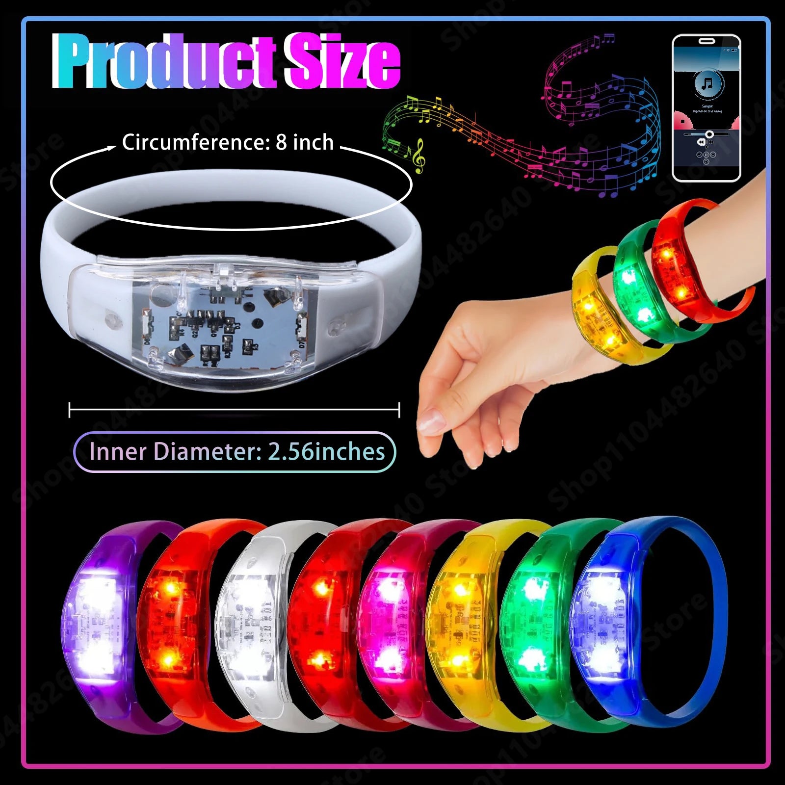 Pulseras LED Activadas por Música