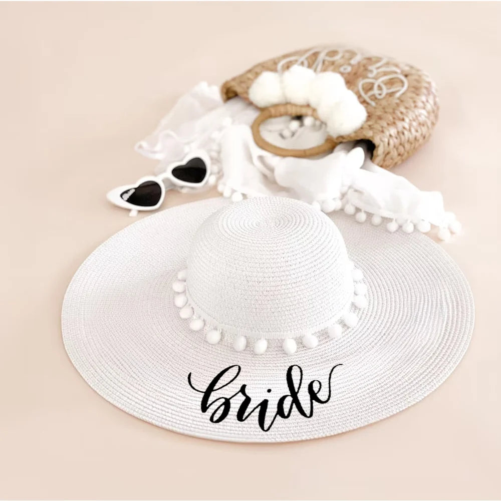 Sombrero de playa ajustable para novia y damas de honor, ideal para despedidas de soltera, bodas en la playa y sesiones de fotos.