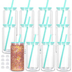 Vasos Snow Globe DIY 16oz para fiestas, con doble pared y agujero pre-perforado, perfectos para purpurina, confeti y manualidades creativas.