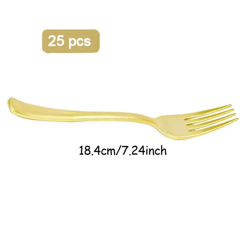 Cubiertos Dorados para Fiestas Pack de 25