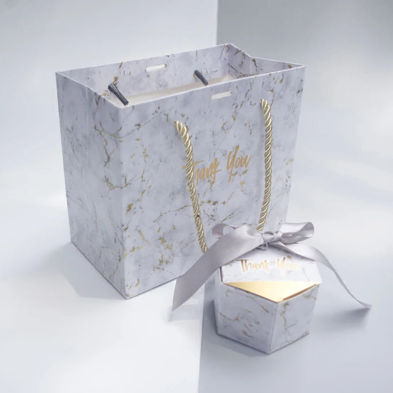 Bolsas de Regalo Mármol Gris para Bodas y Eventos