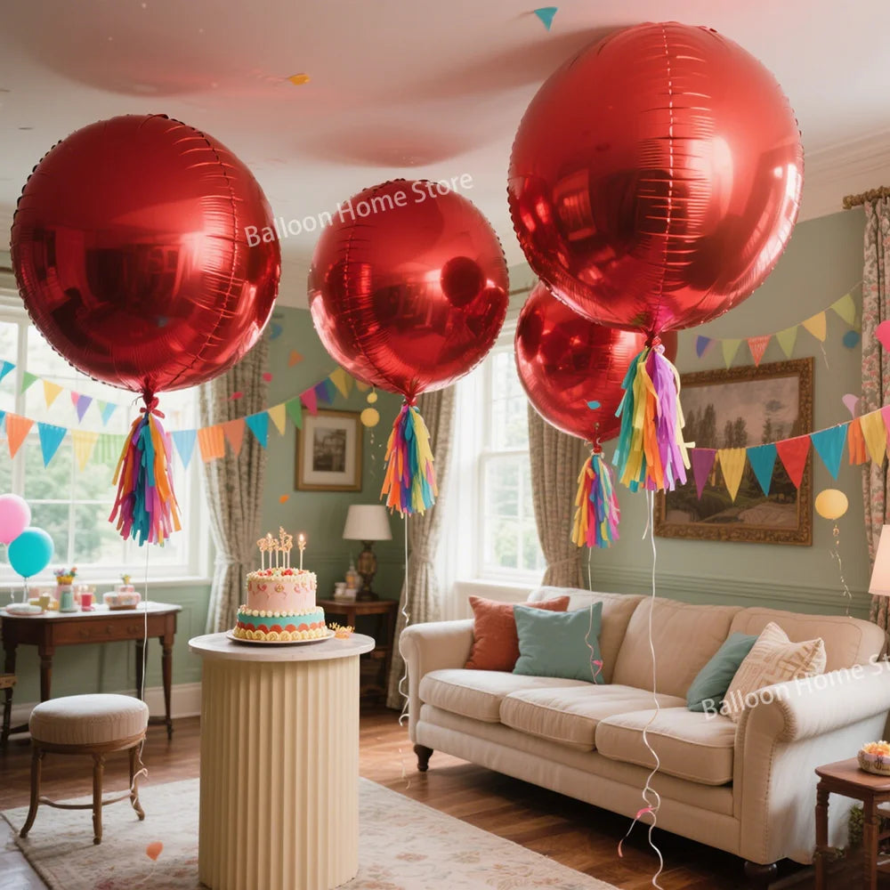Globos Redondos 4D Rojos para Fiestas 4 o 10 Piezas