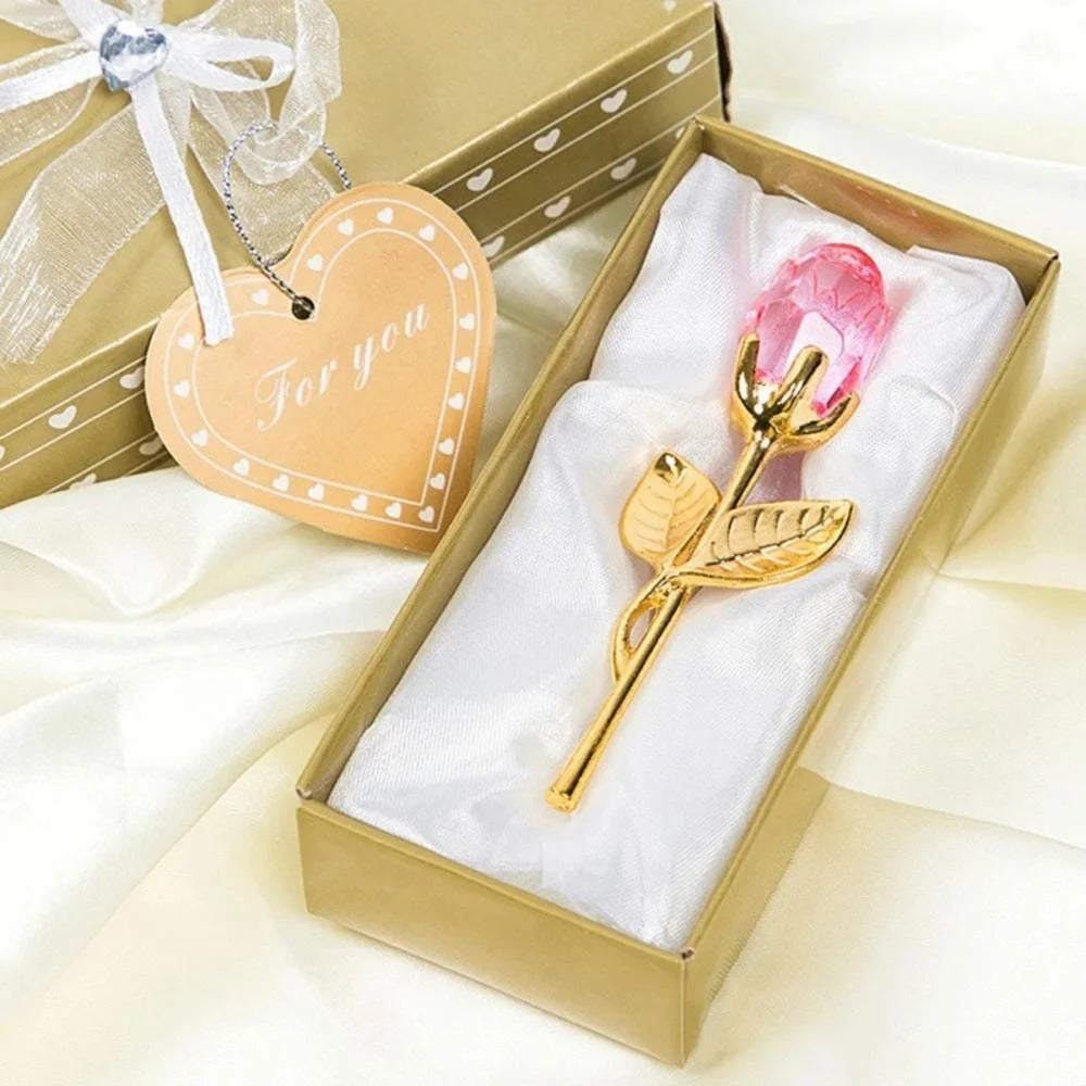 Rosa de Cristal Decorativa con Caja de Regalo