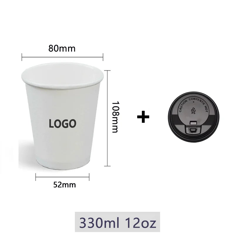 Vasos de papel personalizados de 250ml con nombre o logo, desechables y ecológicos, ideales para fiestas, bodas y eventos con diseño personalizado elegante.