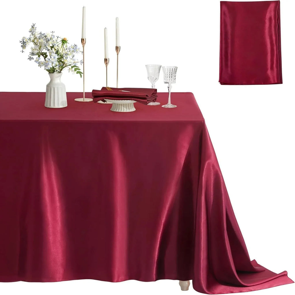 Mantel de Satén Burdeos para Bodas y Eventos