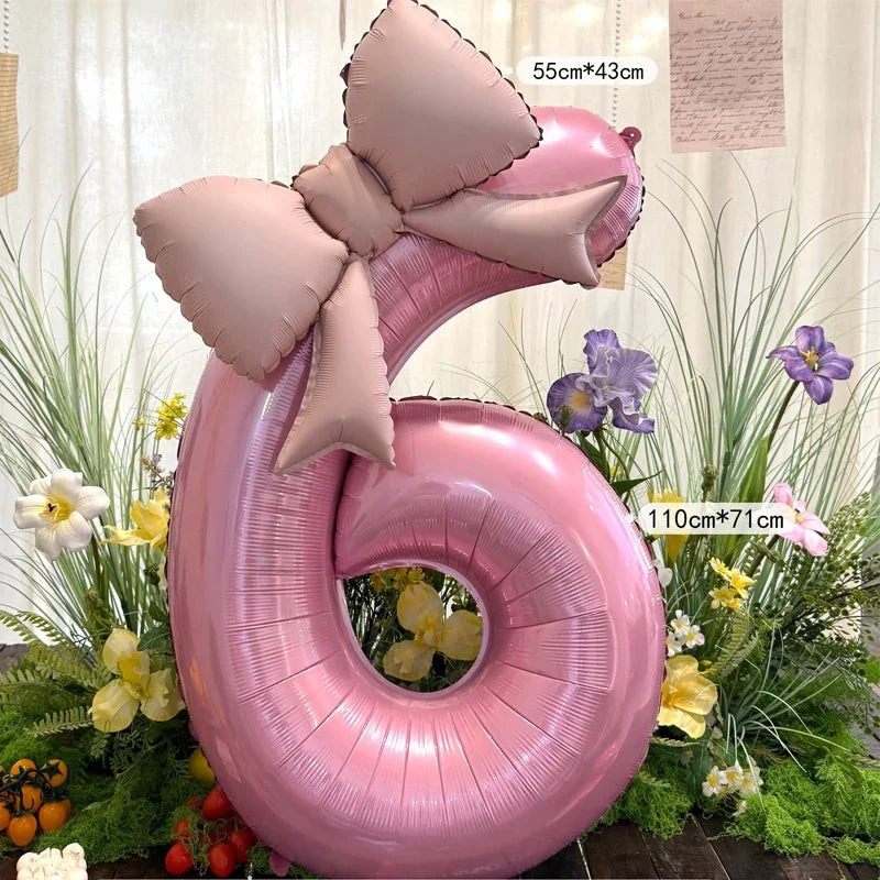 Globo Rosa con Lazo para Cumpleaños y Bodas