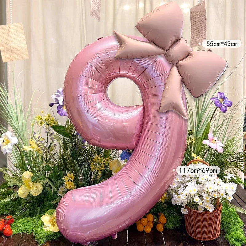 Globo Rosa con Lazo para Cumpleaños y Bodas