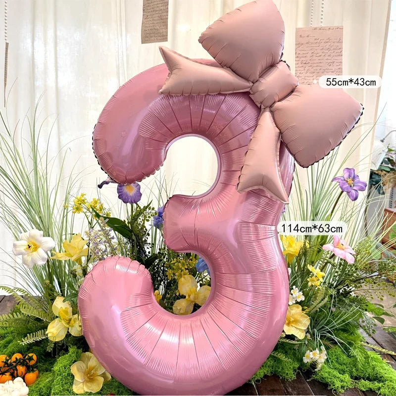 Globo Rosa con Lazo para Cumpleaños y Bodas