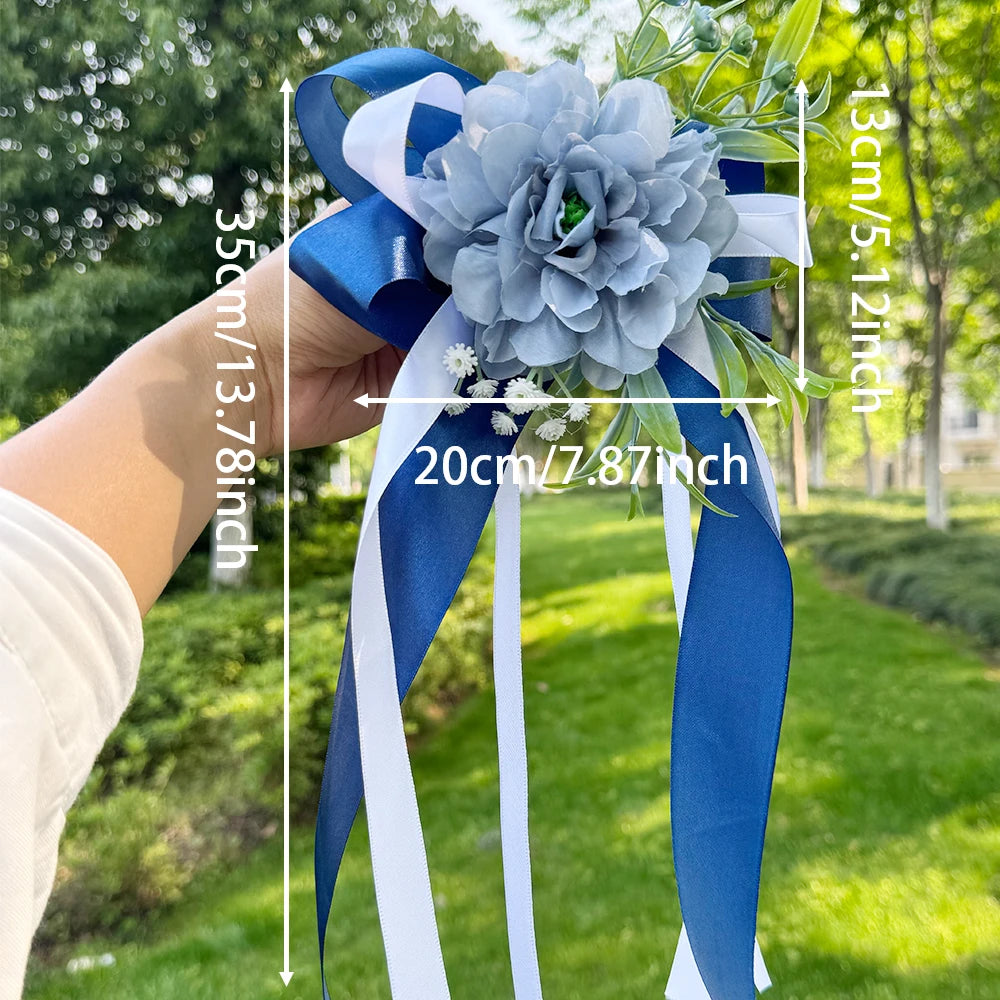 Flor para Espejo de Coche para Boda con Cinta