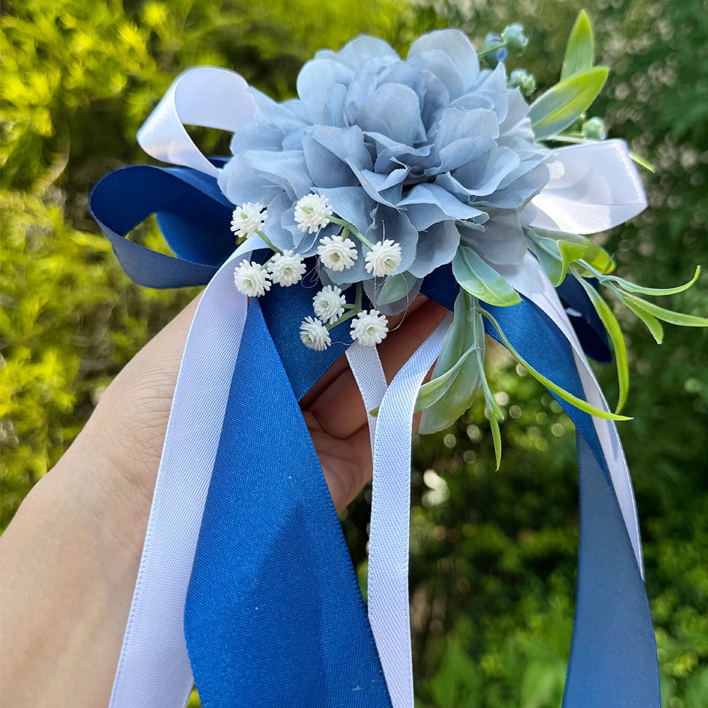 Flor para Espejo de Coche para Boda con Cinta