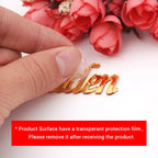 Etiquetas de nombre acrílicas espejo personalizadas doradas y plateadas para bodas y eventos, con acabado brillante y diseño elegante para decoración de mesa.