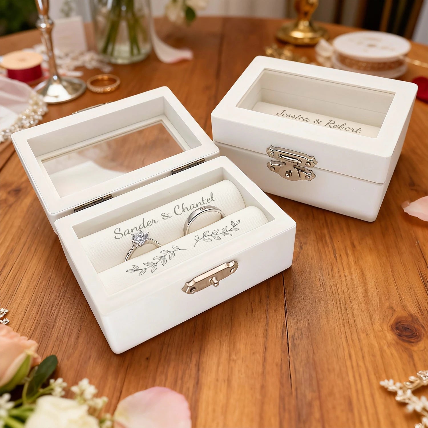 Caja para Anillos de Boda Personalizada