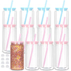 Vasos Snow Globe DIY 16oz para fiestas, con doble pared y agujero pre-perforado, perfectos para purpurina, confeti y manualidades creativas.