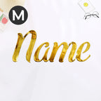 Pegatinas de nombre personalizadas en dorado efecto cristal con acabado elegante, adhesivo fuerte y diseño premium para bodas, regalos y decoración de negocios.