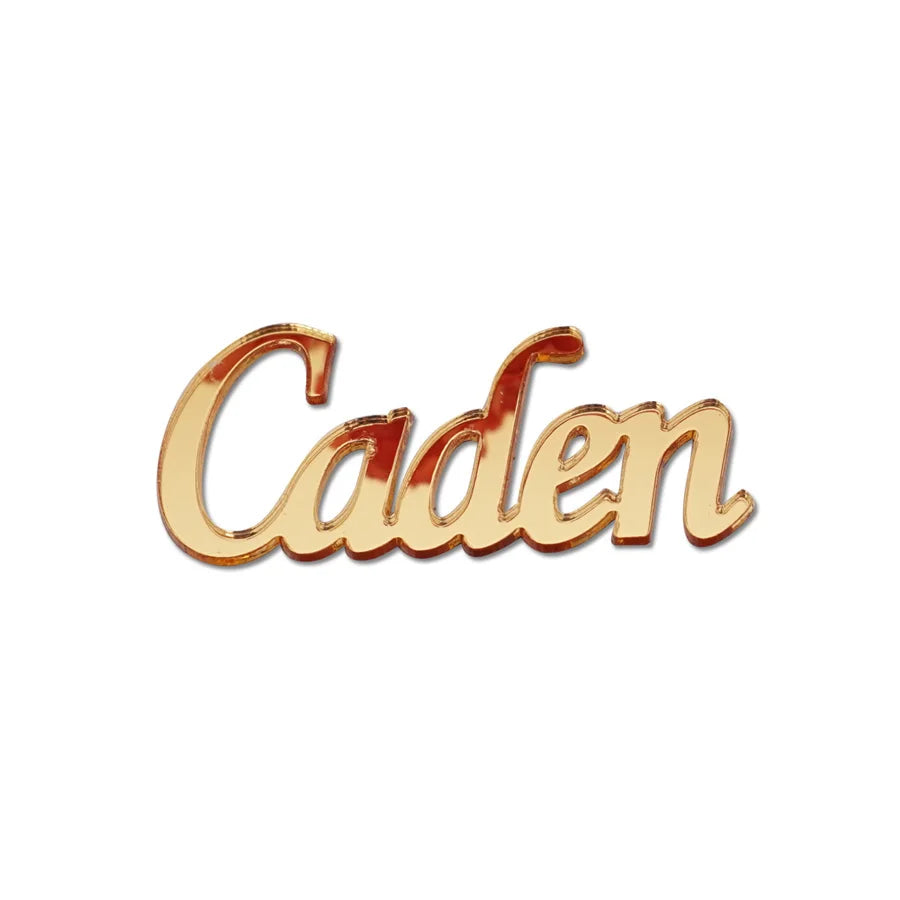 Etiquetas de nombre acrílicas espejo personalizadas doradas y plateadas para bodas y eventos, con acabado brillante y diseño elegante para decoración de mesa.