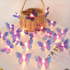 Luces LED mariposa en cadena para decoración de habitación y fiestas, luz cálida blanca, 1.5m/3m/6m, ideal para bodas, cumpleaños y patios.