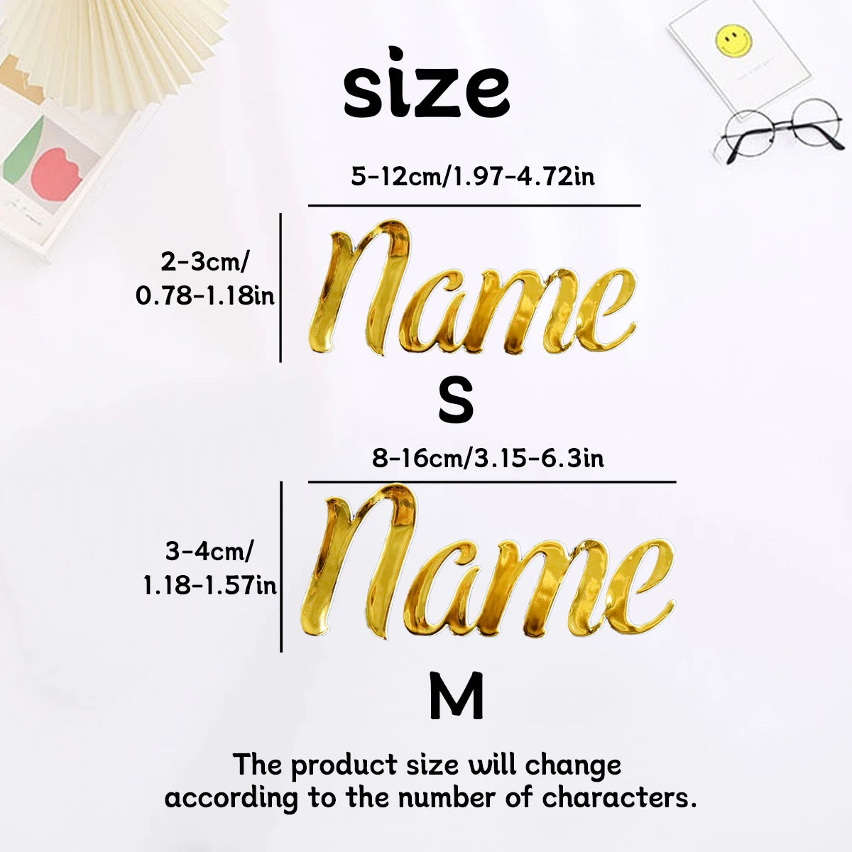 Pegatinas de nombre personalizadas en dorado efecto cristal con acabado elegante, adhesivo fuerte y diseño premium para bodas, regalos y decoración de negocios.