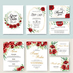 Tarjetas personalizadas para boda con RSVP, menú, agradecimiento e información adicional impresas en papel perlado de alta calidad.