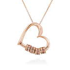 Collar de corazón personalizado para mujer con nombres grabados, joyería elegante de cobre con charms intercambiables, ideal como regalo para mamá y ocasiones especiales.