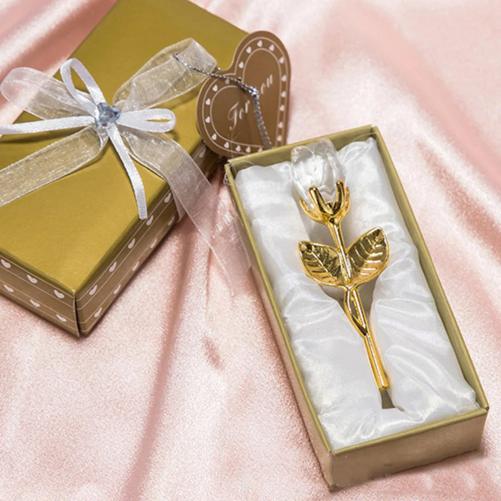 Rosa de Cristal Decorativa con Caja de Regalo