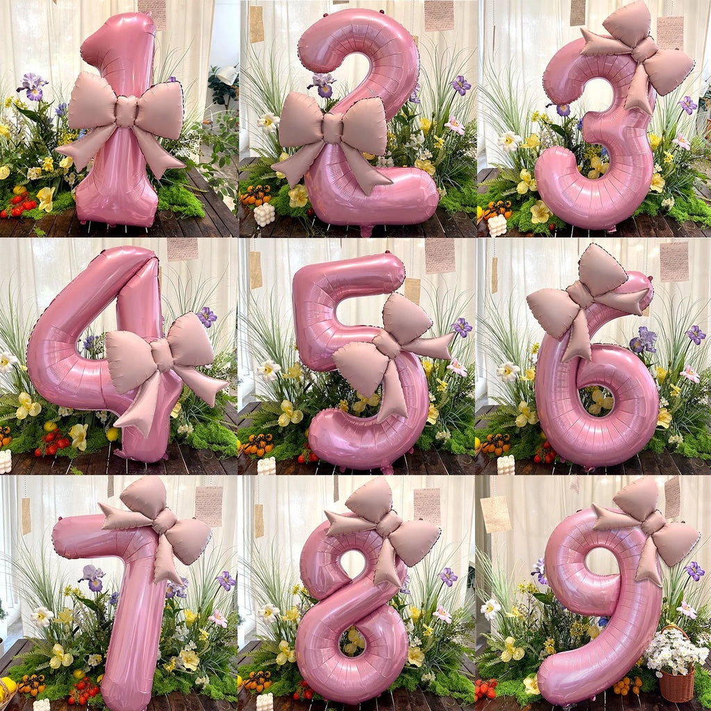 Globo Rosa con Lazo para Cumpleaños y Bodas