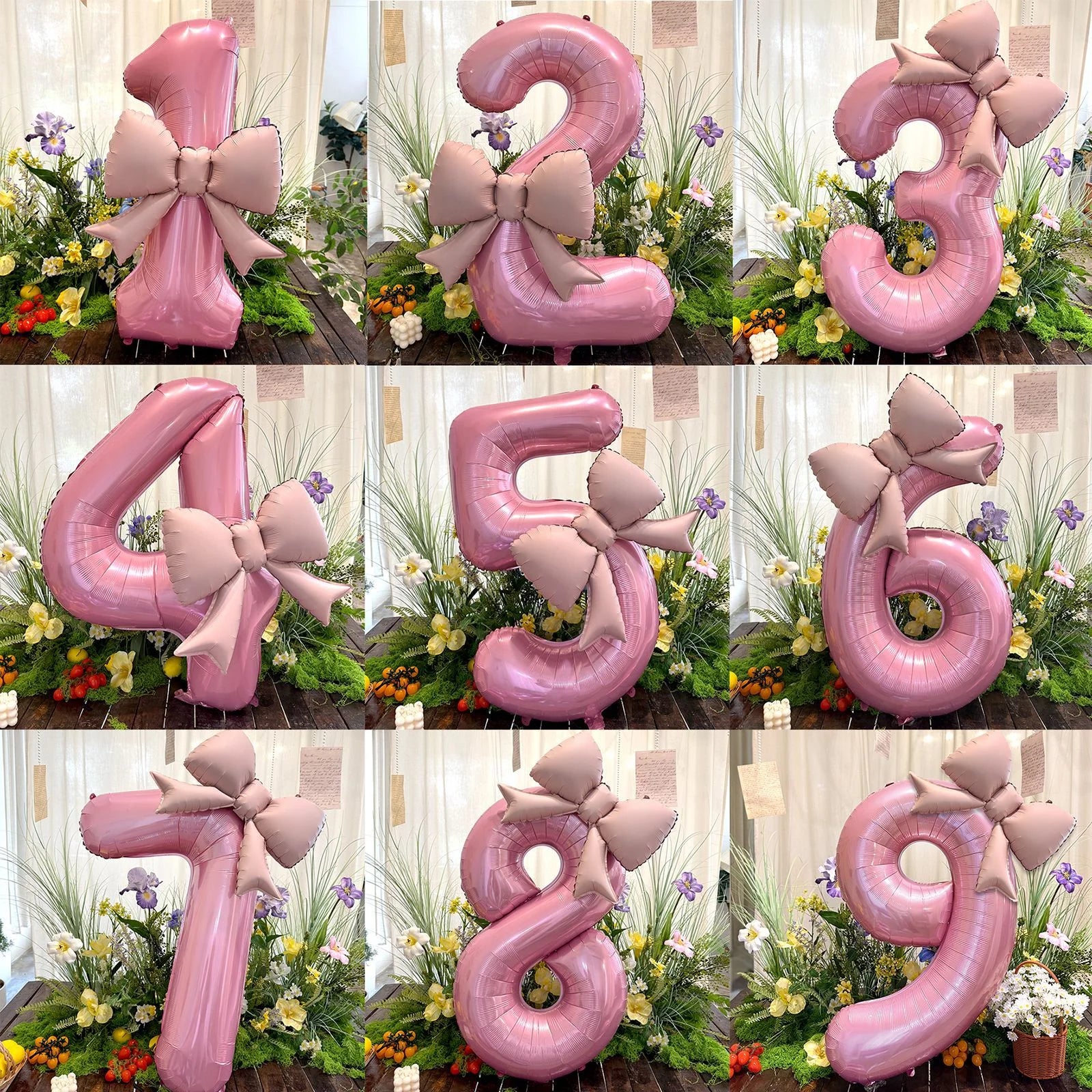 Globo Rosa con Lazo para Cumpleaños y Bodas