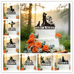 Cake topper personalizado Mr & Mrs con apellido para boda en acrílico o madera sobre pastel de celebración.