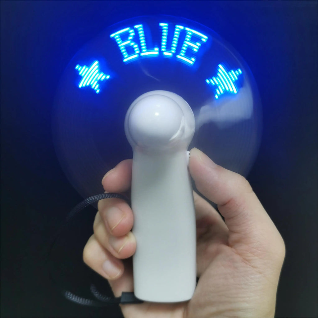 Ventilador LED portátil personalizado con frases iluminadas, ideal para bodas, cumpleaños, fiestas al aire libre, souvenirs y regalos para invitados.