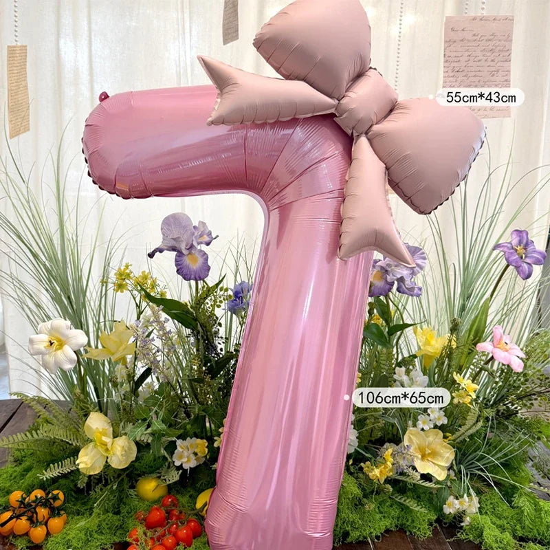 Globo Rosa con Lazo para Cumpleaños y Bodas
