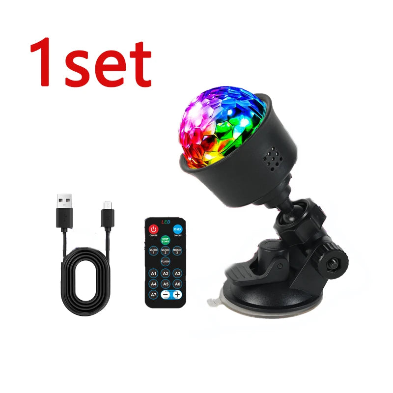 Luz disco LED RGB giratoria con mando